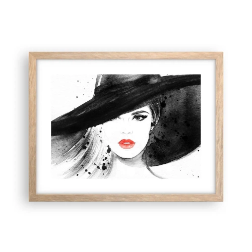 Affiche dans un chêne clair - Poster - Dame en noir - 40x30 cm