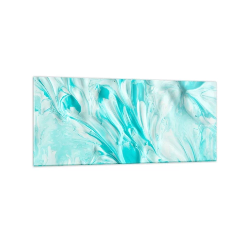 Impression sur verre - Image sur verre - Un motif abstrait dans des tons pastel de bleu et de blanc. - 120x50cm - Ensemble pour toujours - Décoration murale moderne pour le salon et la chambre ARTTOR