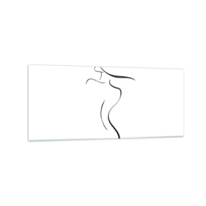 Impression sur verre - Image sur verre - Contour minimaliste d'une silhouette féminine sur fond blanc - 120x50cm - Insaisissable comme une vague - Décoration murale moderne pour le salon et la chambre ARTTOR