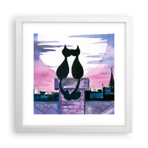 Affiche dans un cadre blanc - Poster - Rendez-vous sous la lune - 30x30 cm