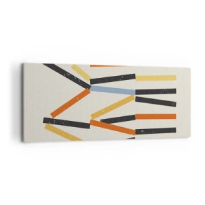 Impression sur toile - Image sur toile - Composition abstraite avec des rectangles colorés et noirs disposés horizontalement - 120x50cm - Composition de niveaux - Décoration murale moderne pour le salon et la chambre ARTTOR