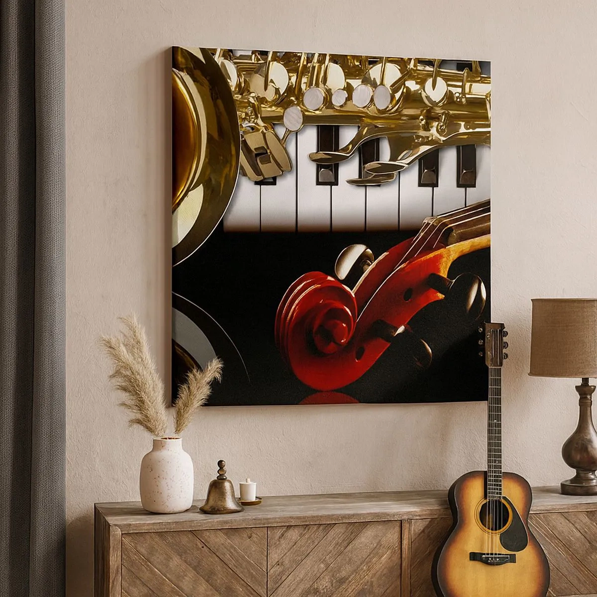 Impression sur toile - Image sur toile - Tôle, bois et ivoire - 30x30 cm