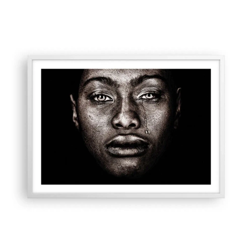 Affiche dans un cadre blanc - Poster - Une larme - 70x50 cm