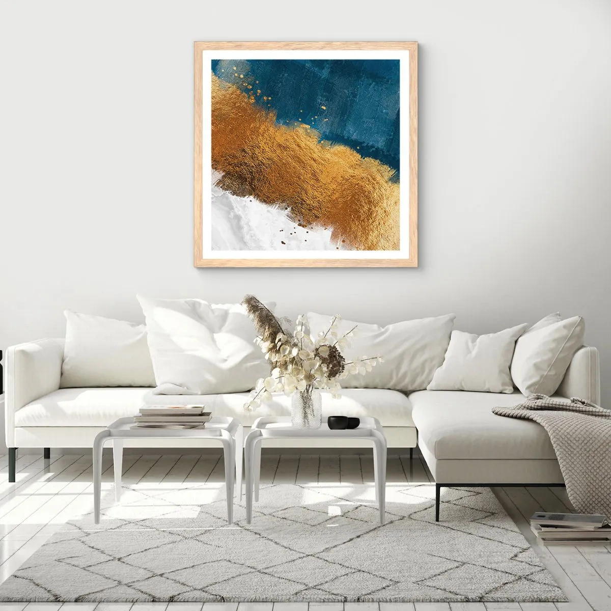 Affiche dans un chêne clair - Poster - Les couleurs de l’été - 50x50 cm