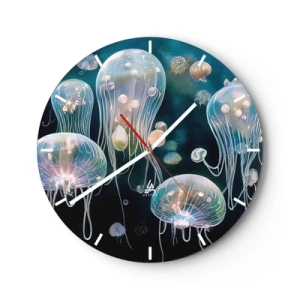 Horloge murale - Pendule murale - Méduses aux couleurs pastel flottant dans les profondeurs - 30x30cm - Ballon sous-marin - Décoration murale moderne pour le salon, la cuisine et la chambre ARTTOR