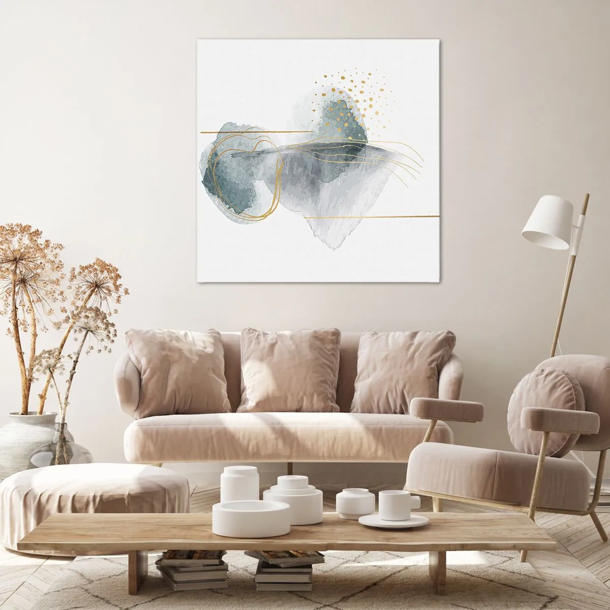 Impression sur toile - Image sur toile - À propos de la relation entre le gris et l'or - 60x60 cm