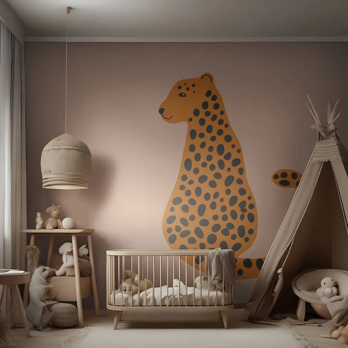 Papier Peint Photo Premium Sand - La panthère est un motif à la mode - Pour les enfants, Panthère, Animaux - 350x256 cm