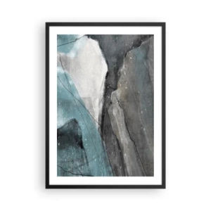 Affiche dans un cadre noir - Poster - Une composition abstraite inspirée d'un paysage de montagne - 50x70cm - Résumé : roches et glace - Décoration murale moderne pour le salon et la chambre ARTTOR