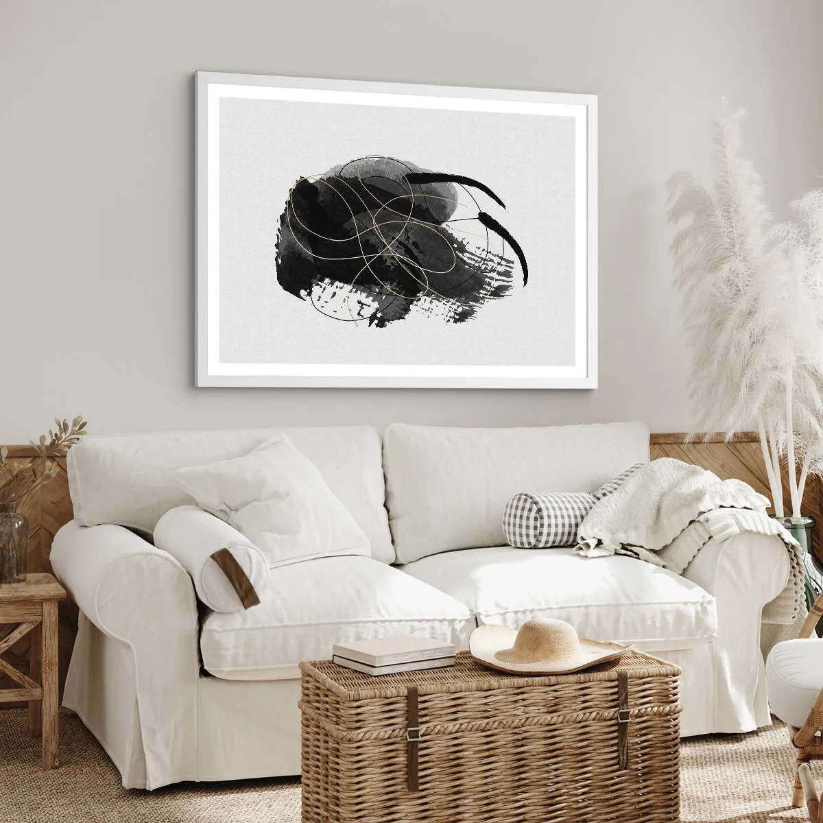 Affiche dans un cadre blanc - Poster - Fait de noir - 91x61 cm