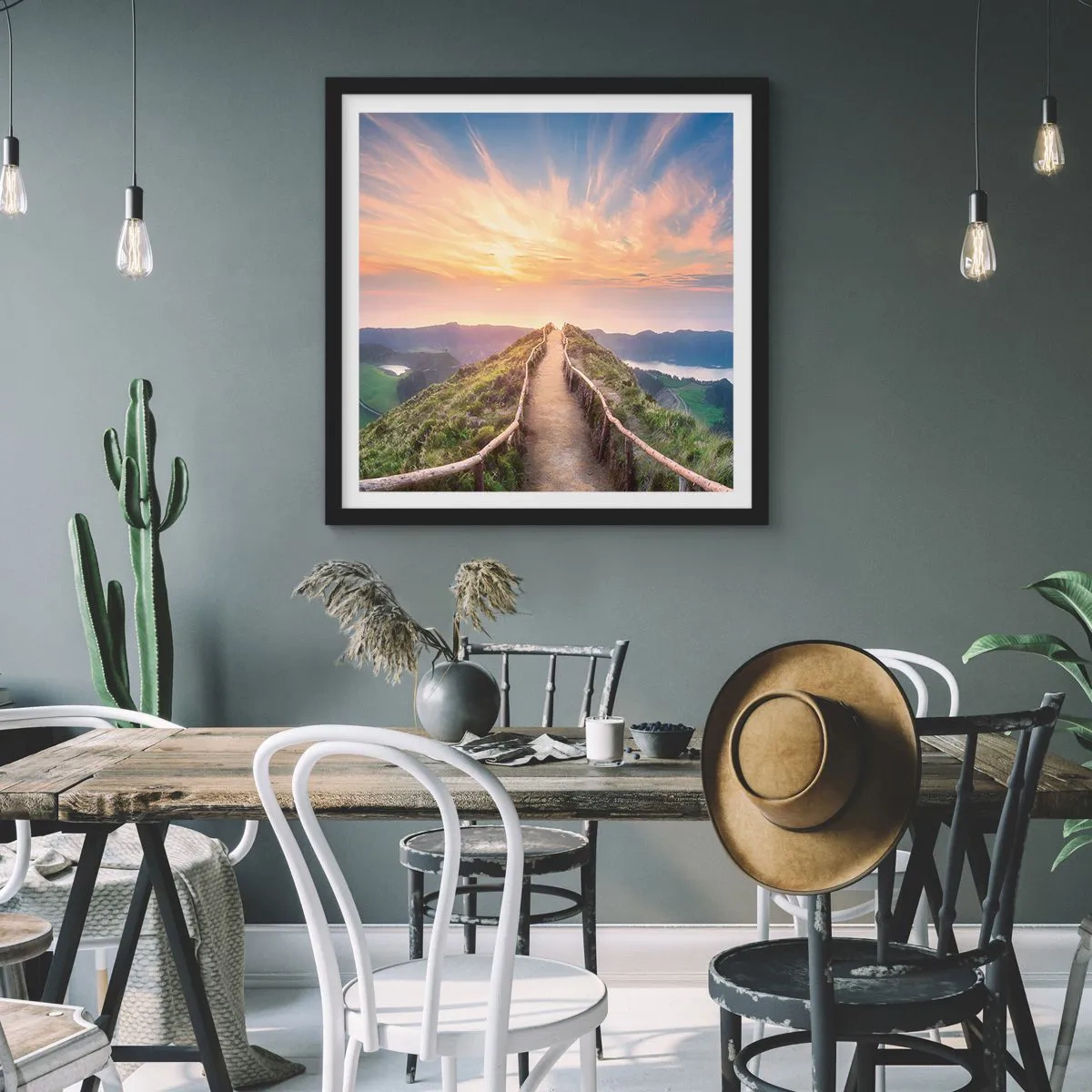 Affiche dans un cadre noir - Poster - Proche du ciel - 50x50 cm