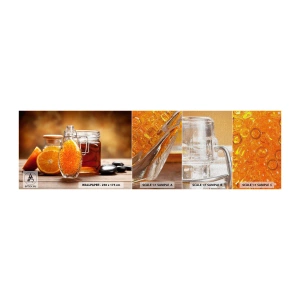 Échantillon de Papier Peint Premium Canvas - Saveurs et arômes ensoleillés - La gastronomie, Orange, Pot de miel - 100x30 cm