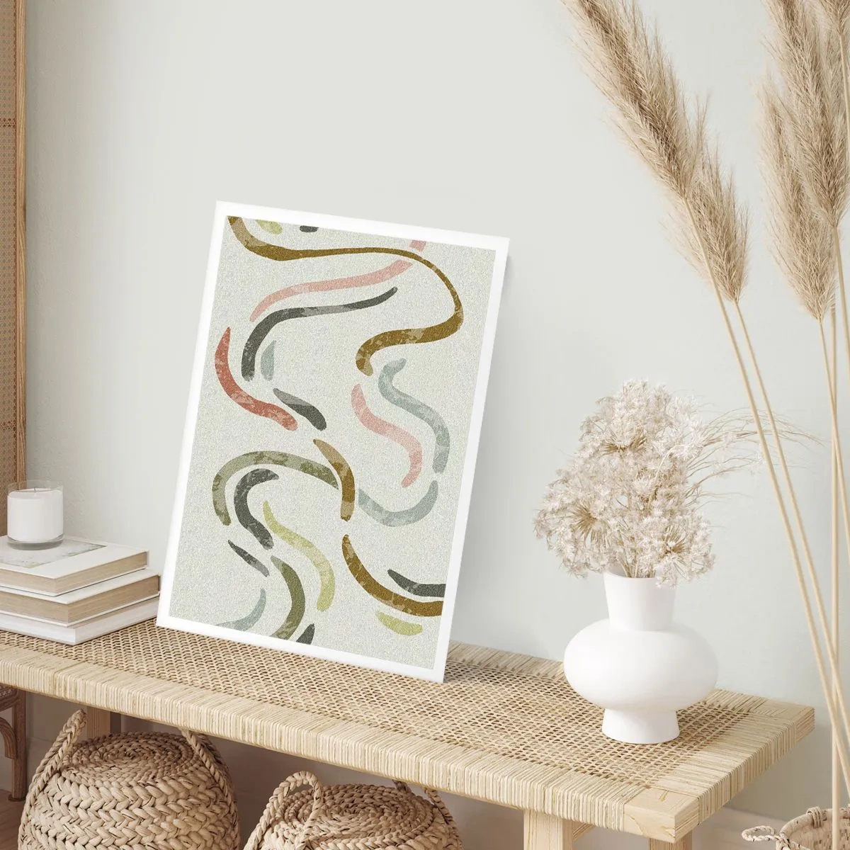 Affiche - Poster - Lignes ondulées abstraites dans des tons naturels - 50x70cm - Une joyeuse danse de l'abstraction - Décoration murale moderne pour le salon et la chambre ARTTOR