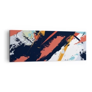 Impression sur toile - Image sur toile - Coups de pinceau abstraits aux couleurs vives - 140x50cm - Composition dynamique - Décoration murale moderne pour le salon et la chambre ARTTOR