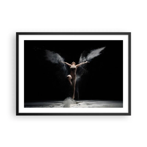 Affiche dans un cadre noir - Poster - Une danseuse en mouvement avec un effet de poussière saisissant sur fond noir - 70x50cm - Les elfes existent - Décoration murale moderne pour le salon et la chambre ARTTOR