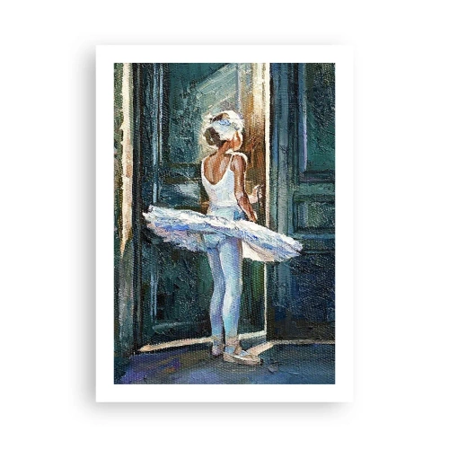 Affiche - Poster - Ballerine à la lumière d'une porte dans un style impressionniste - 50x70cm - Avant le show - Décoration murale moderne pour le salon et la chambre ARTTOR