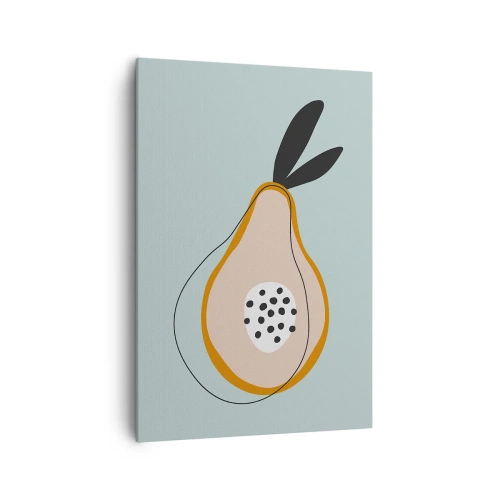 Impression sur toile - Image sur toile - Poire abstraite sur fond clair - 70x100cm - Pénétrer la nature des choses - Décoration murale moderne pour le salon et la chambre ARTTOR