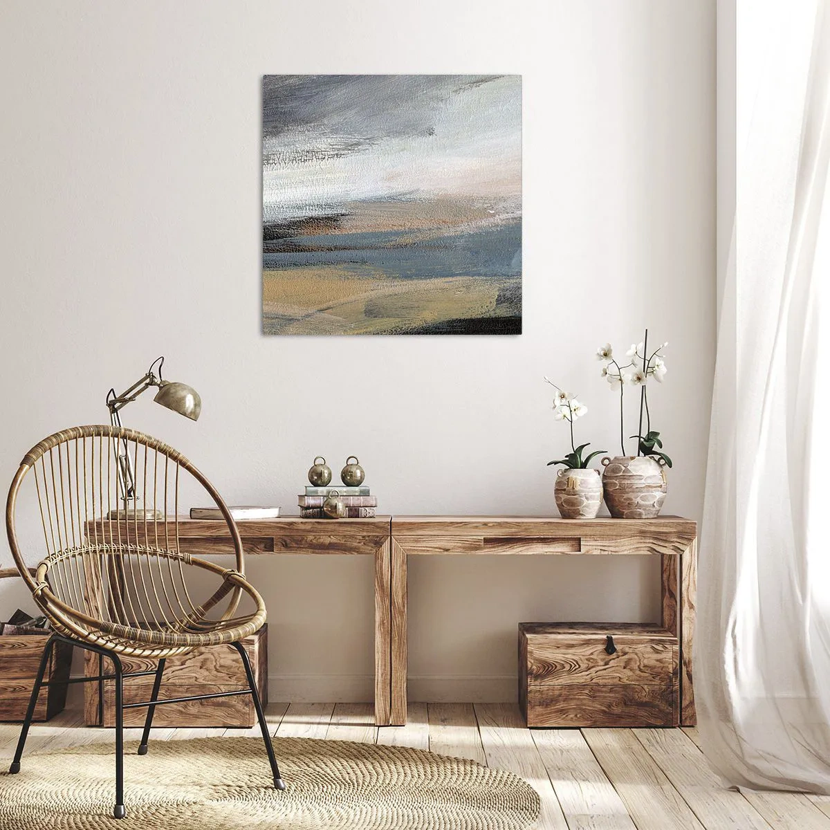 Impression sur toile - Image sur toile - Abstraction : paysage nordique - 60x60 cm