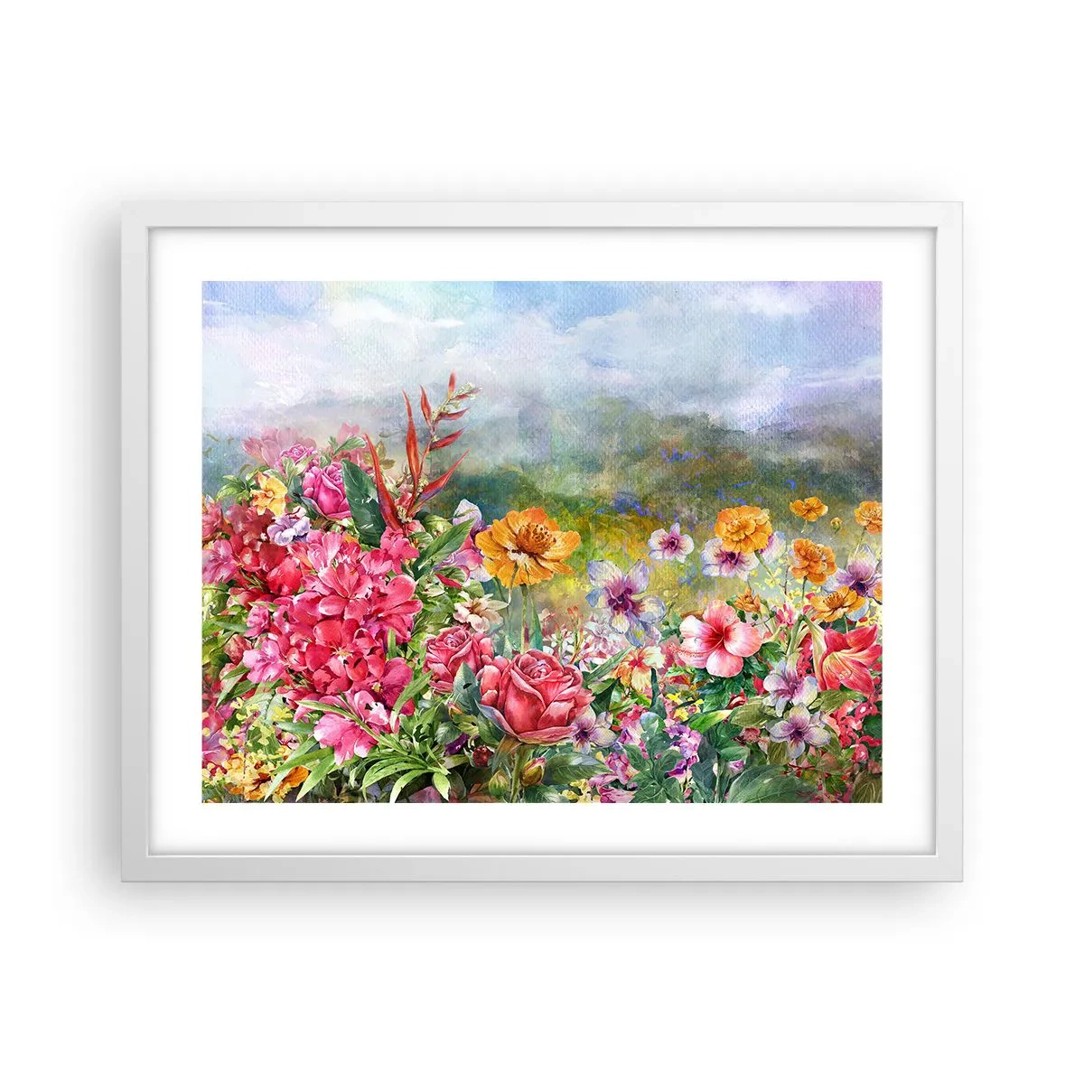 Affiche dans un cadre blanc - Poster - Un jardin devenu fou - 50x40 cm