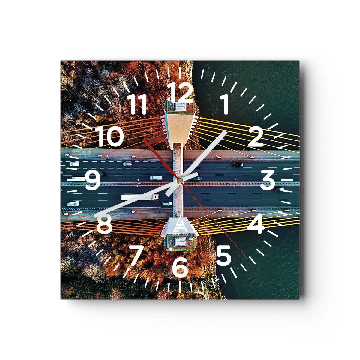Horloge murale - Pendule murale - Au dessus de l'eau et de la forêt - 40x40 cm