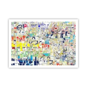 Affiche - Poster - Graffiti abstrait avec inscriptions et motifs colorés - 100x70cm - Ca fait juste plaisir aux yeux - Décoration murale moderne pour le salon et la chambre ARTTOR