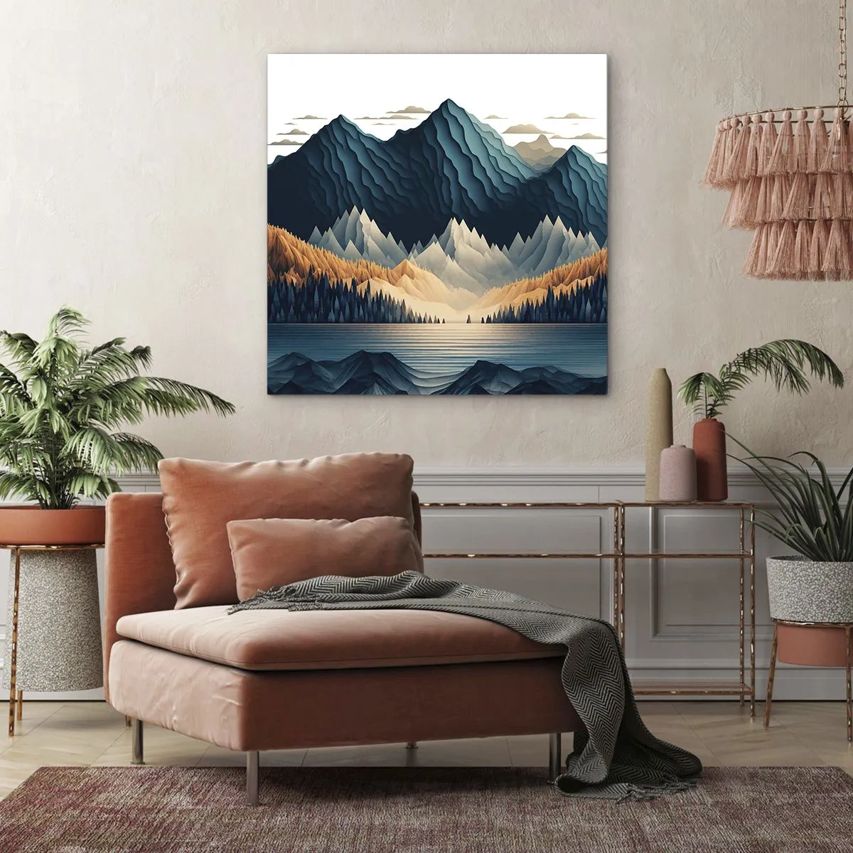 Impression sur toile - Image sur toile - Paysage de montagne parfait - 60x60 cm