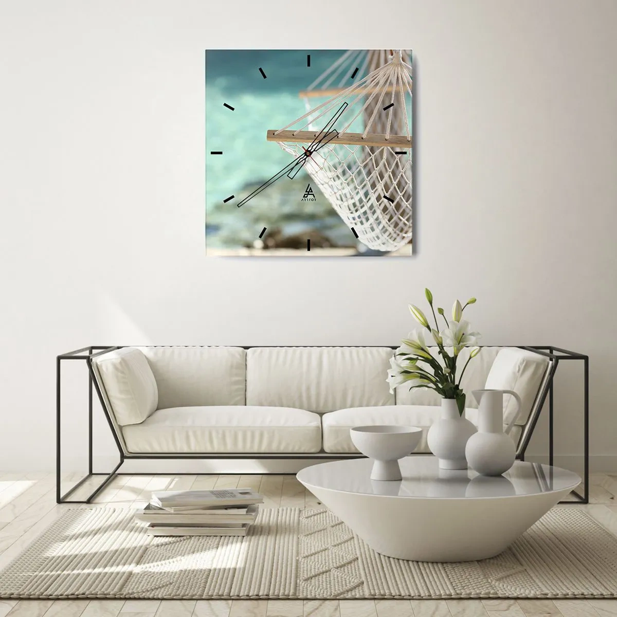 Horloge murale - Pendule murale - Le temps de la détente - 30x30 cm