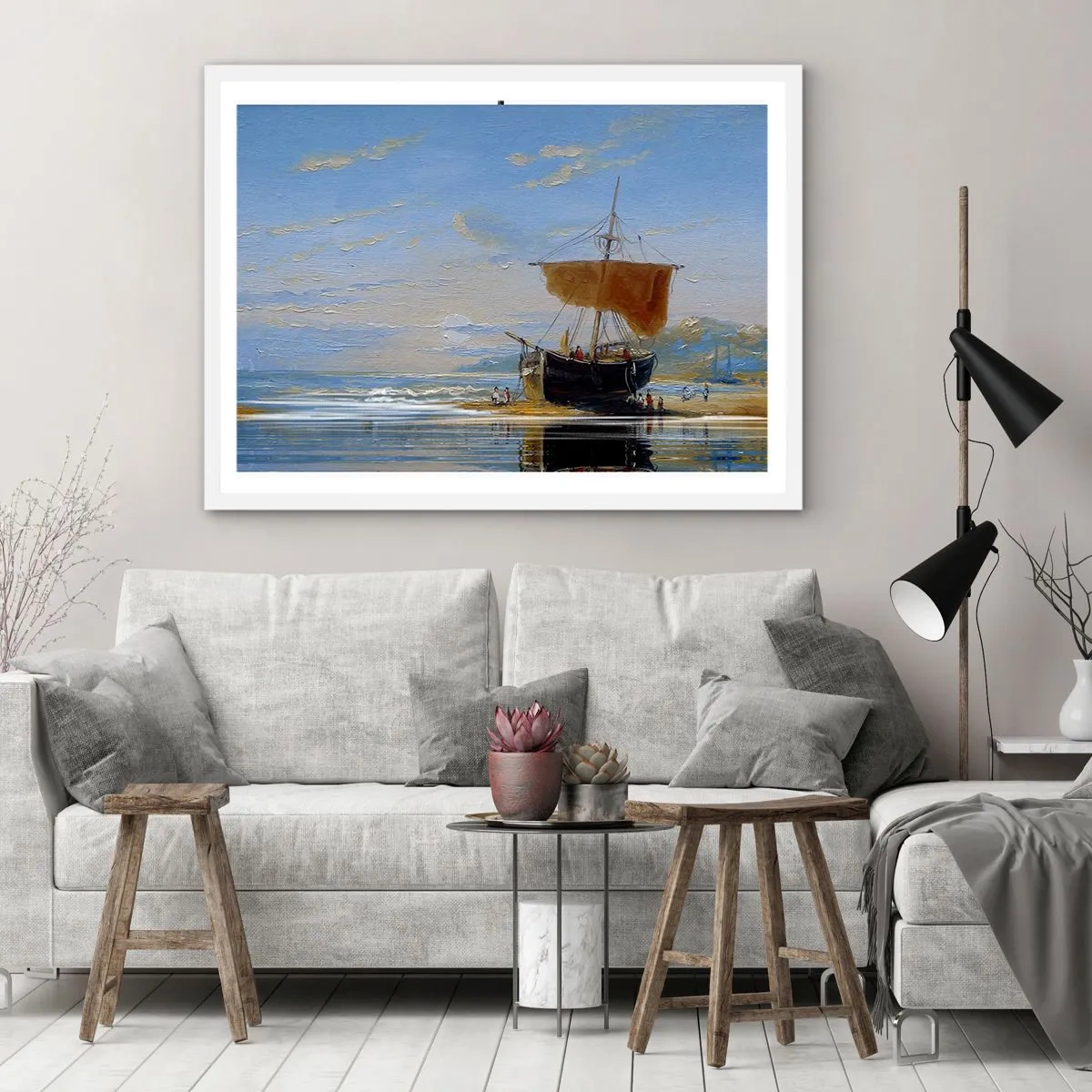 Affiche dans un cadre blanc - Poster - Eau, terre, air - 100x70 cm