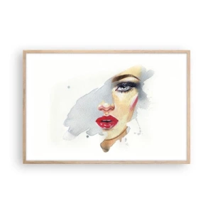 Affiche dans un chêne clair - Poster - Reflet dans une goutte d'eau - 91x61 cm