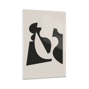 Impression sur verre - Image sur verre - Composition géométrique abstraite en noir et blanc - 80x120cm - À monter soi-même - Décoration murale moderne pour le salon et la chambre ARTTOR