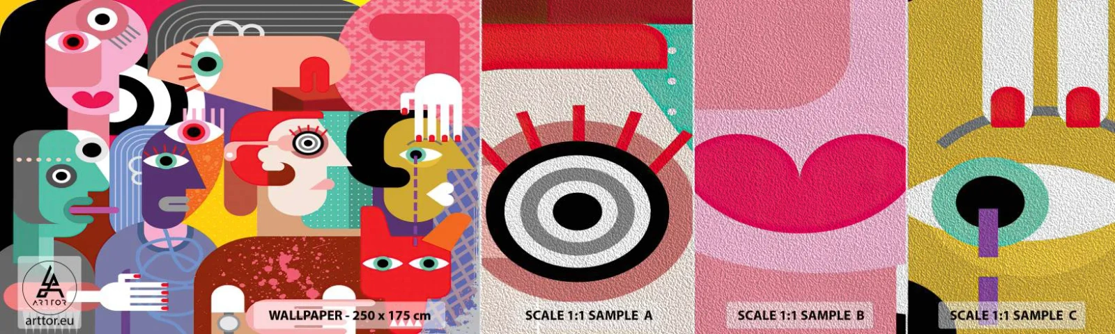 Échantillon de Papier Peint Premium Sand - Nous par M. Picasso - Abstraction, Cubisme, Personnes - 100x30 cm