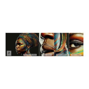 Échantillon de Papier Peint Premium Canvas - reine africaine - Turban, Tribus, Afro-américain - 100x30 cm