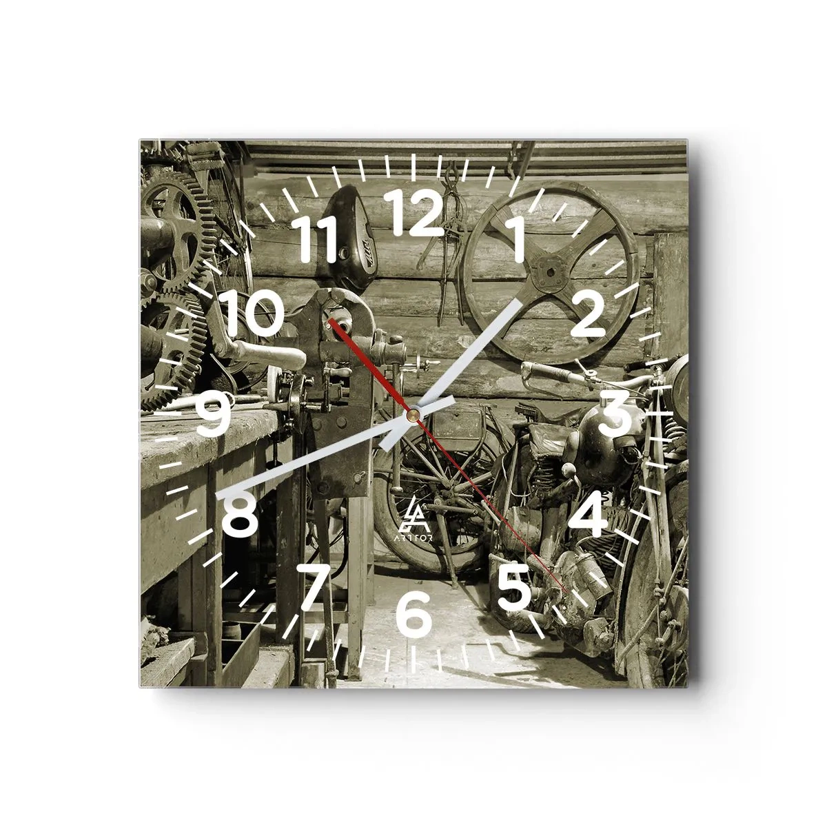 Horloge murale - Pendule murale - Dans le hangar de l'oncle Władek - 40x40 cm