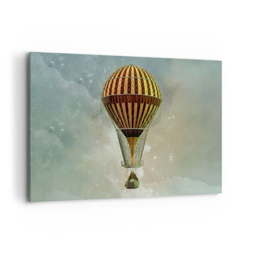 Impression sur toile - Image sur toile - Une montgolfière flottant parmi les nuages - 120x80cm - Vols pionniers - Décoration murale moderne pour le salon et la chambre ARTTOR