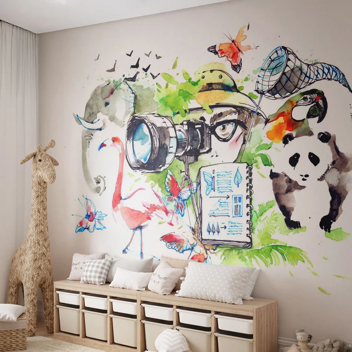 Papier Peint Autocollant Deluxe Sticker - Dans l'objectif d'un voyageu - Abstraction, Animaux, Photographe - 250x175 cm