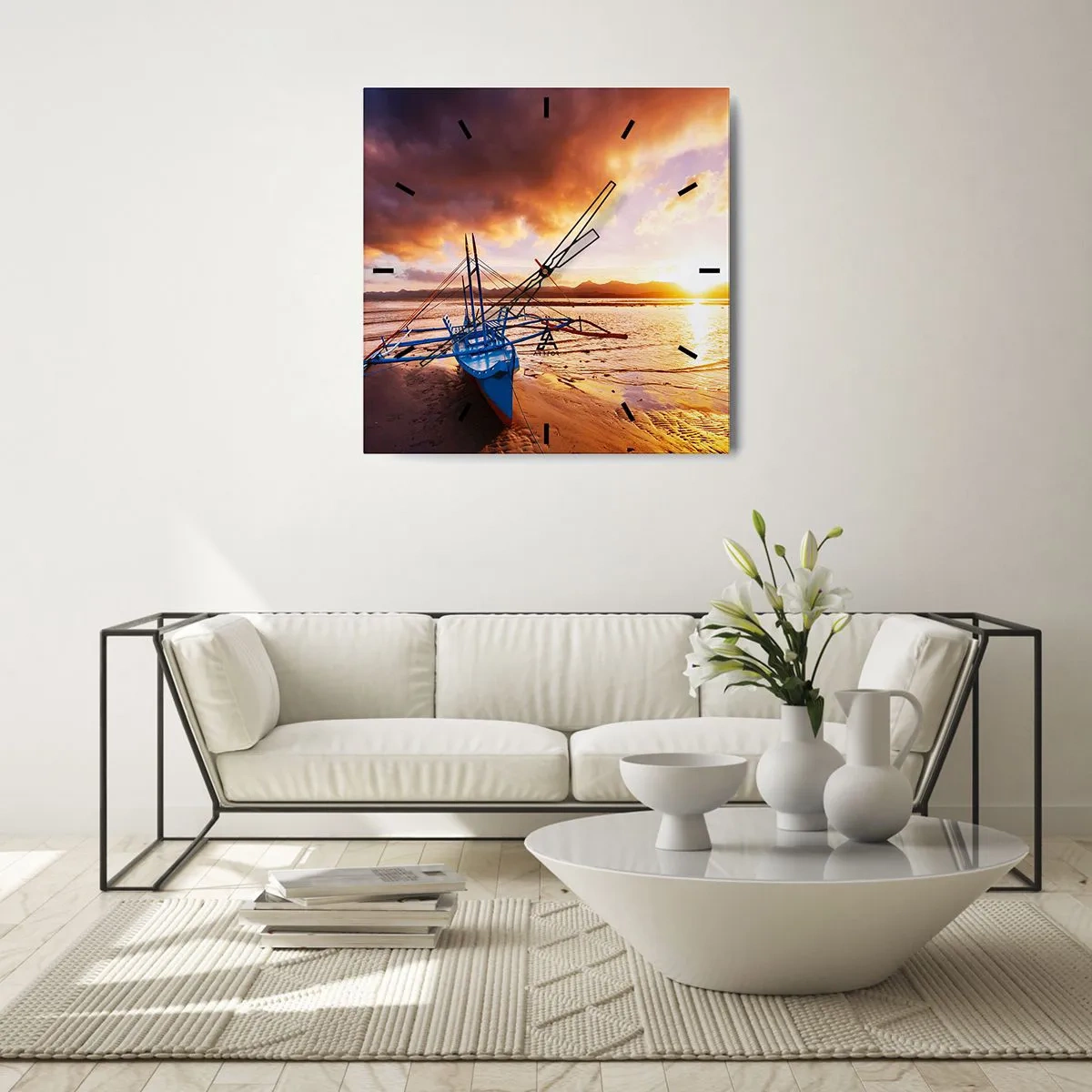 Horloge murale - Pendule murale - Allongez-vous dans le sable après une longue journée - 40x40 cm