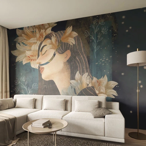 Papier Peint Photo Standard Eco - Conte de fée sur la princesse lilas - Abstraction, Femme, Fleurs - 400x280 cm