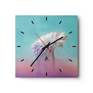 Horloge murale - Pendule murale - Gerbera pastel avec effet flou - 30x30cm - Le monde souterrain des fleurs - Décoration murale moderne pour le salon et la chambre ARTTOR