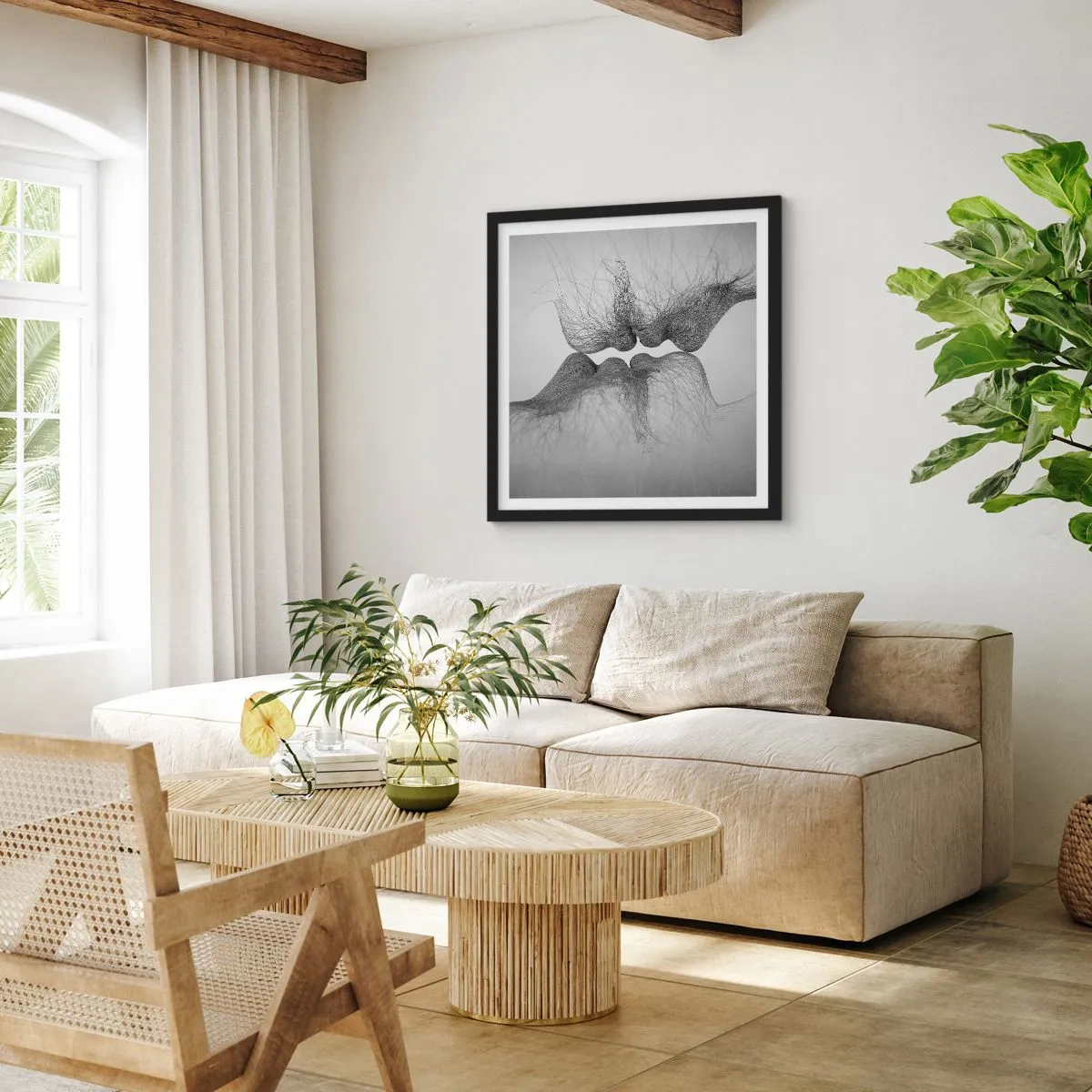 Affiche dans un cadre noir - Poster - La bise du vent - 50x50 cm