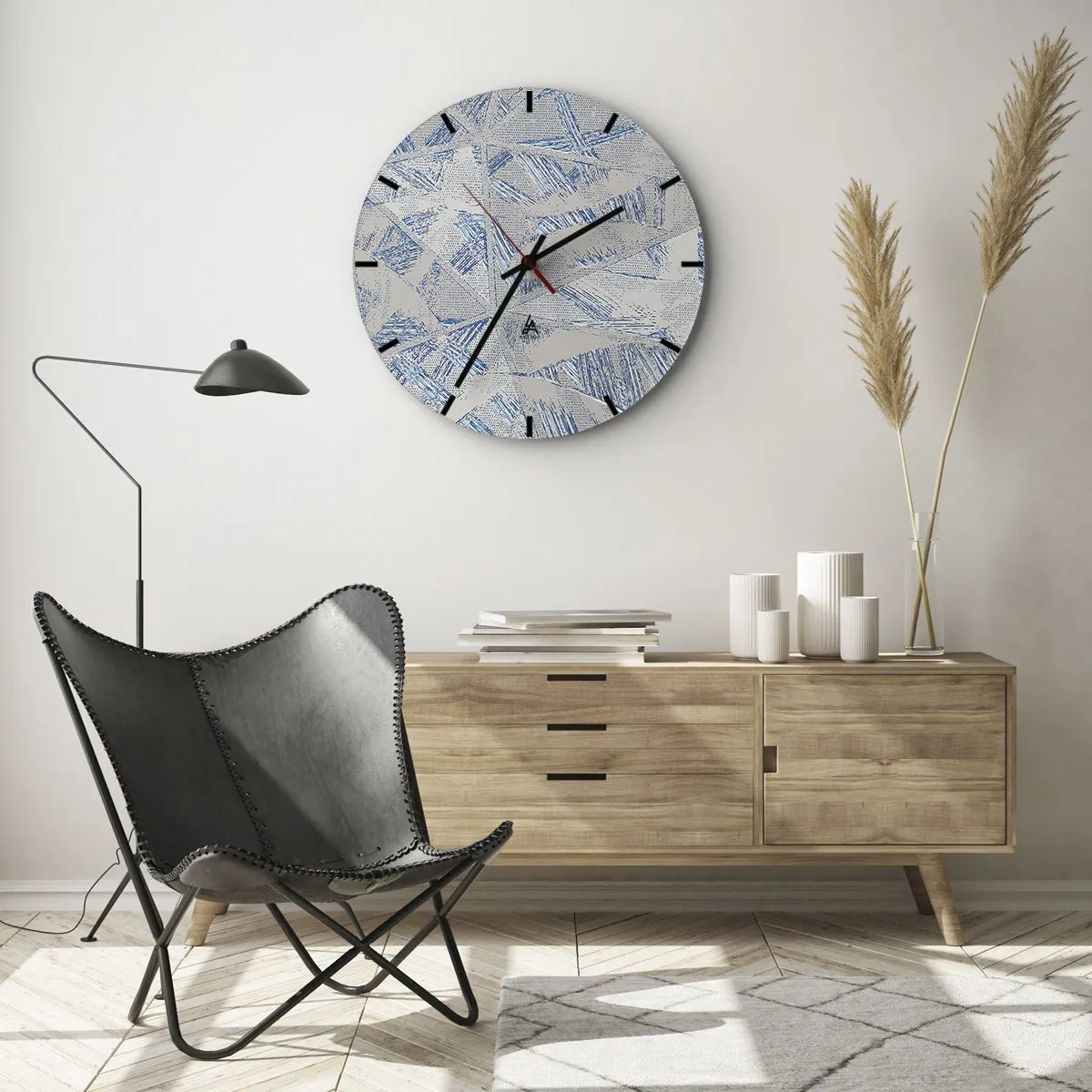 Horloge murale - Pendule murale - Dans un labyrinthe bleu-gris - 40x40 cm