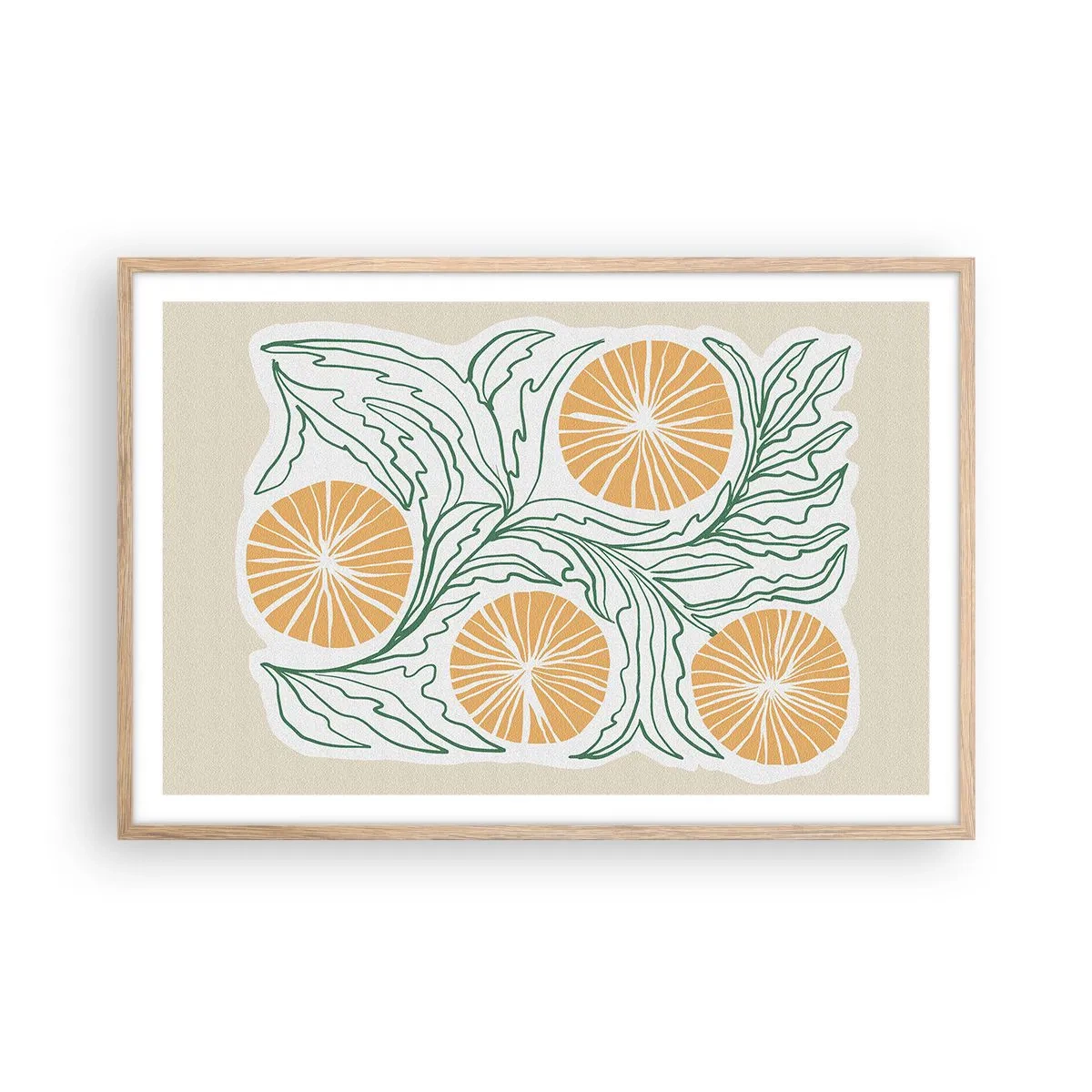 Affiche dans un chêne clair - Poster - Ethnique avec une pointe d'abstraction - 91x61 cm