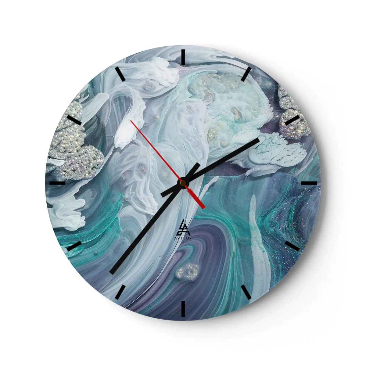 Horloge murale - Pendule murale - Courants bleus - 40x40 cm