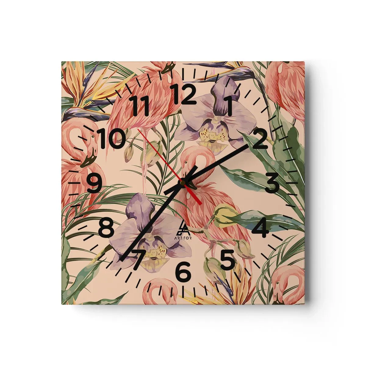 Horloge murale - Pendule murale - Ballet rose dans les fleurs - 30x30 cm