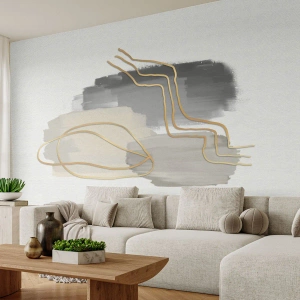 Papier Peint Photo Premium Canvas - Durée et mouvement - Abstraction, Morceau, Or - 400x280 cm