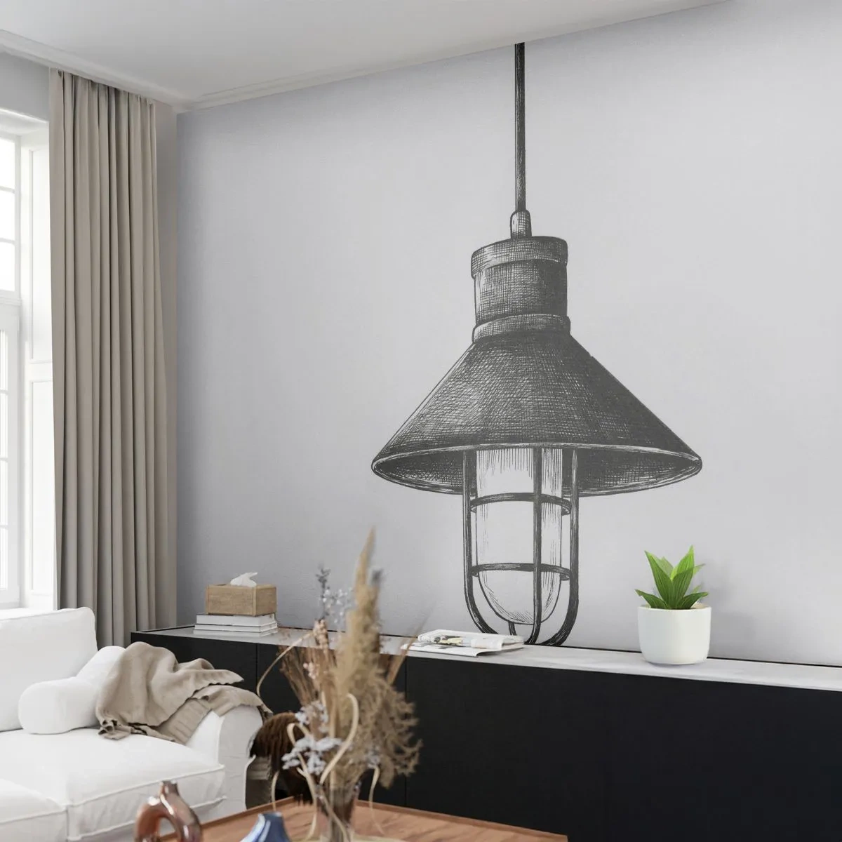 Papier Peint Photo Premium Canvas - Comme il y a des années… - Lampe, Dessin, Crayon - 250x175 cm