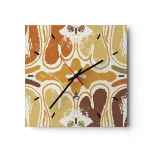 Horloge murale - Pendule murale - Motifs abstraits chaleureux dans les tons jaunes et bruns - 30x30cm - Abstraction sentimentale - Décoration murale moderne pour le salon et la chambre ARTTOR