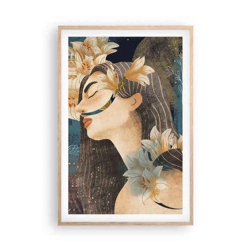 Affiche dans un chêne clair - Poster - Conte de fée sur la princesse lilas - 61x91 cm