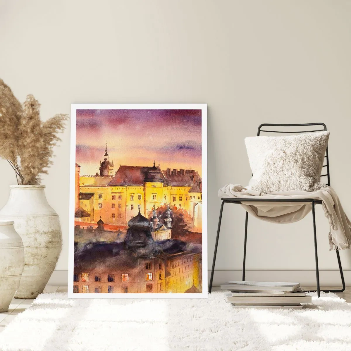 Affiche - Poster - Une vue pittoresque de la ville à la lumière du soleil couchant - 50x70cm - Histoire et conte de fées - Décoration murale moderne pour le salon et la chambre ARTTOR