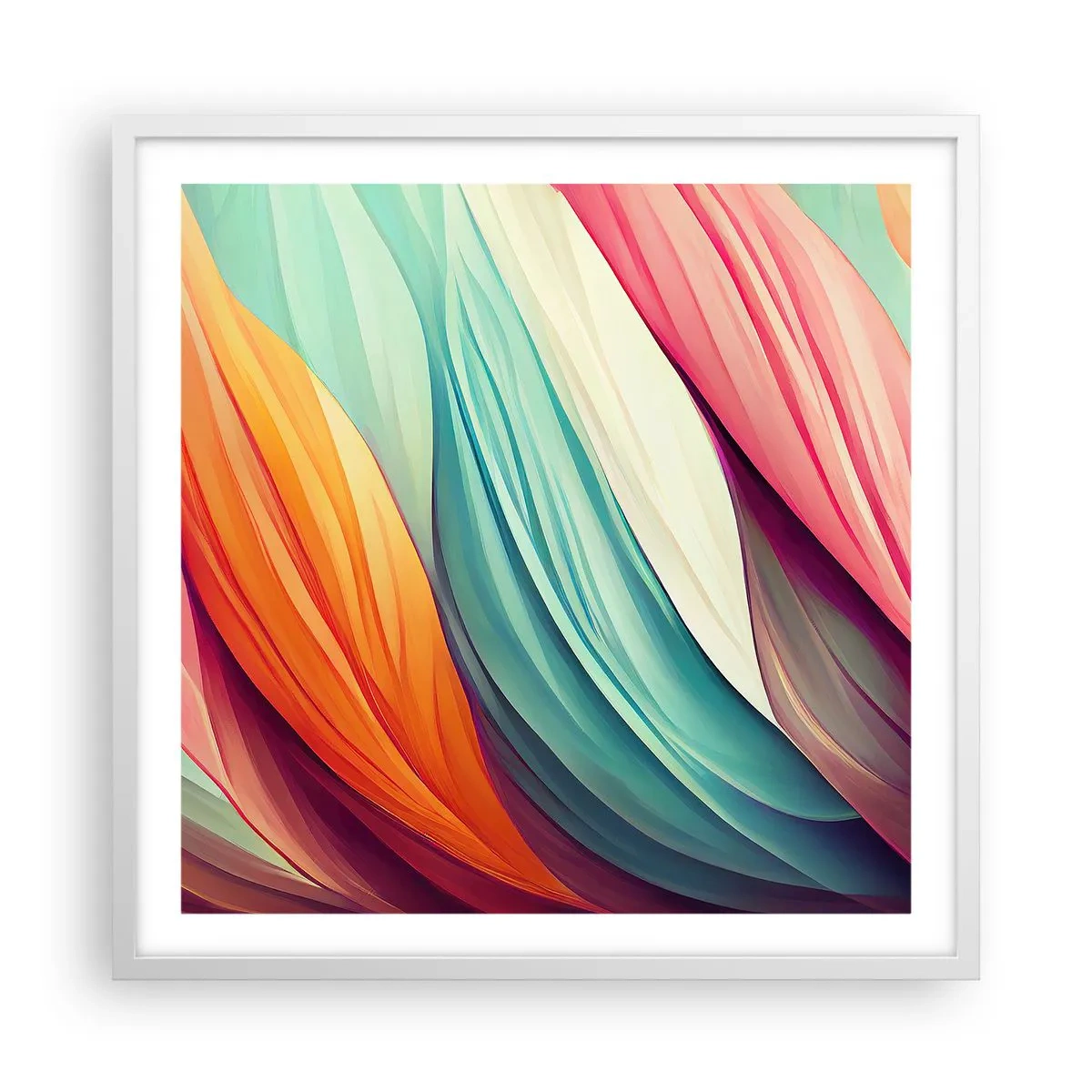 Affiche dans un cadre blanc - Poster - Tissage arc-en-ciel - 60x60 cm