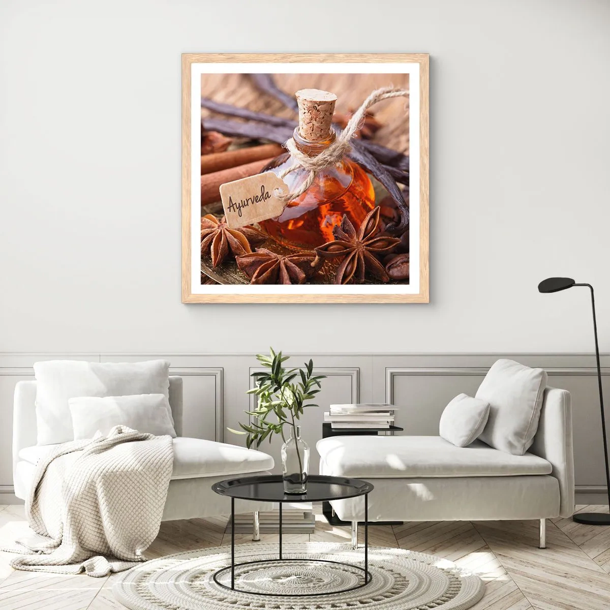 Affiche dans un chêne clair - Poster - Vers l'unité du corps et de l'esprit - 60x60 cm