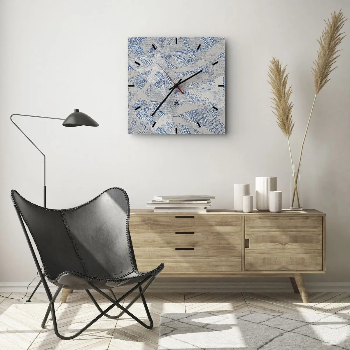 Horloge murale - Pendule murale - Dans un labyrinthe bleu-gris - 40x40 cm